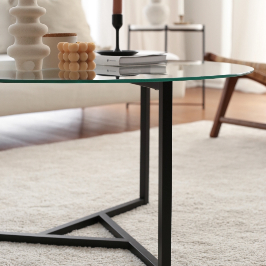 Coffee table TRIO 42x75 cm transparent/black