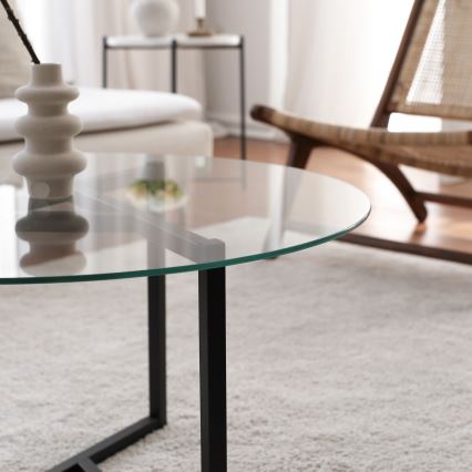 Coffee table TRIO 42x75 cm transparent/black