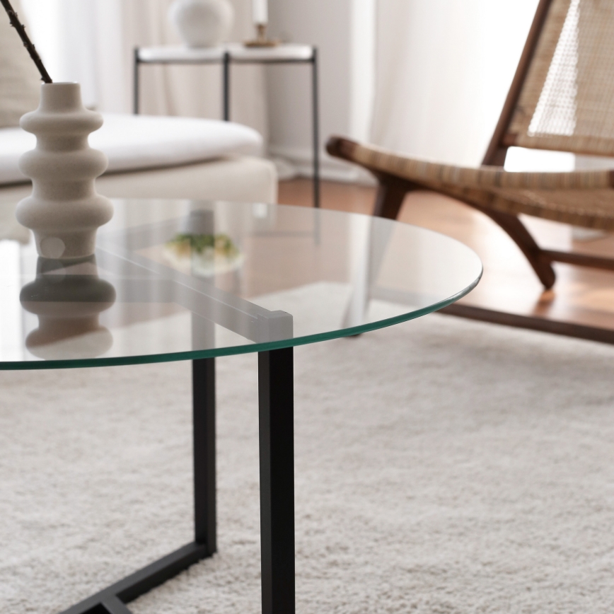 Coffee table TRIO 42x75 cm transparent/black