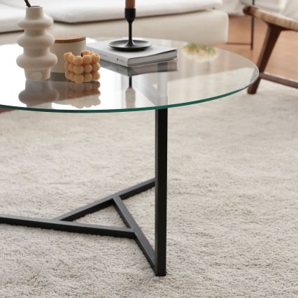 Coffee table TRIO 42x75 cm transparent/black