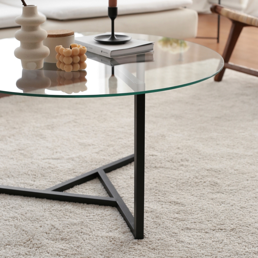 Coffee table TRIO 42x75 cm transparent/black