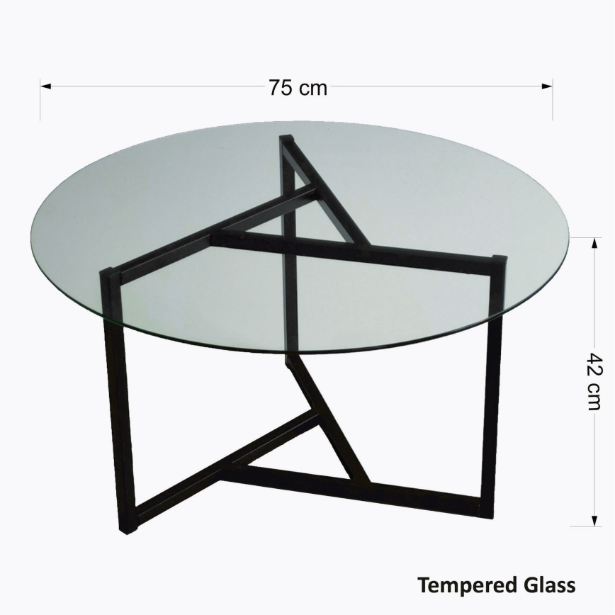 Coffee table TRIO 42x75 cm transparent/black