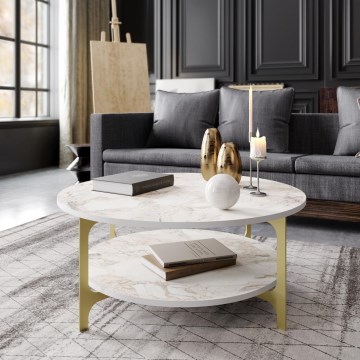 Coffee table VERSY 37x90 cm white/gold