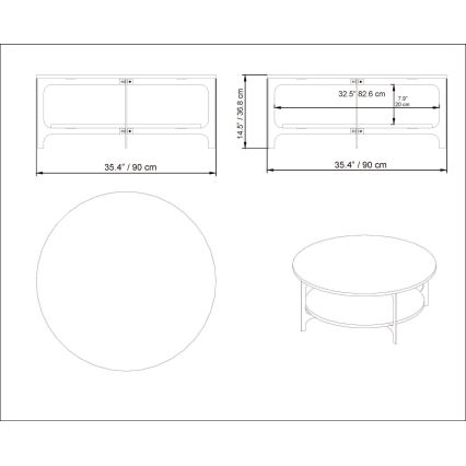 Coffee table VERSY 37x90 cm white/gold