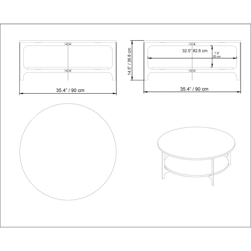 Coffee table VERSY 37x90 cm white/gold