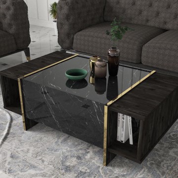 Coffee table VEYRON 37,3x103,8 cm black/gold