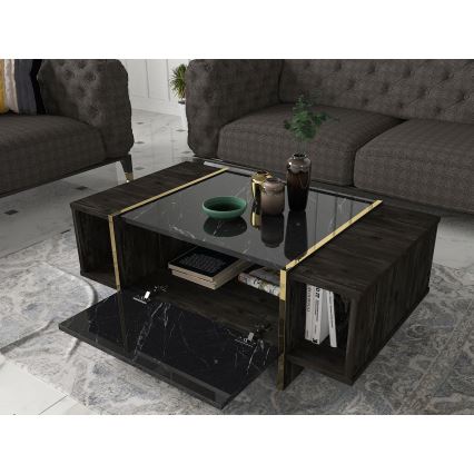 Coffee table VEYRON 37,3x103,8 cm black/gold