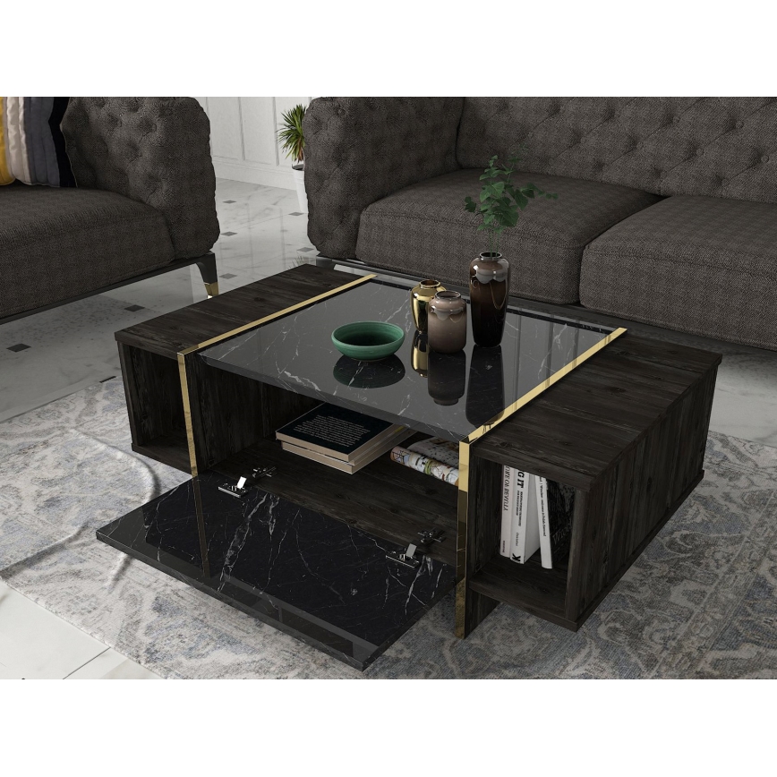 Coffee table VEYRON 37,3x103,8 cm black/gold