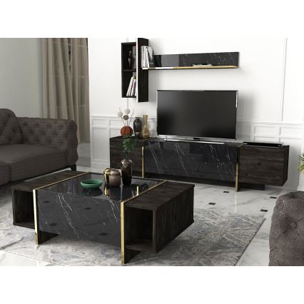 Coffee table VEYRON 37,3x103,8 cm black/gold