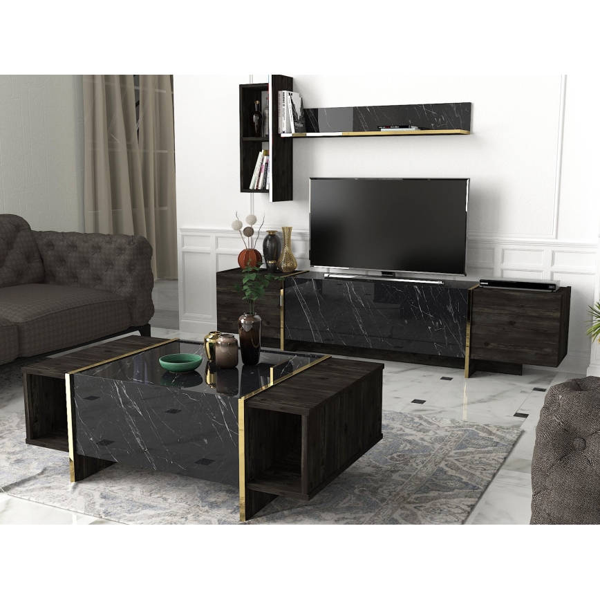 Coffee table VEYRON 37,3x103,8 cm black/gold