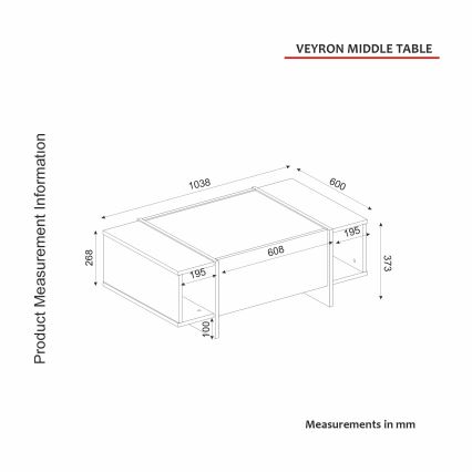 Coffee table VEYRON 37,3x103,8 cm black/gold