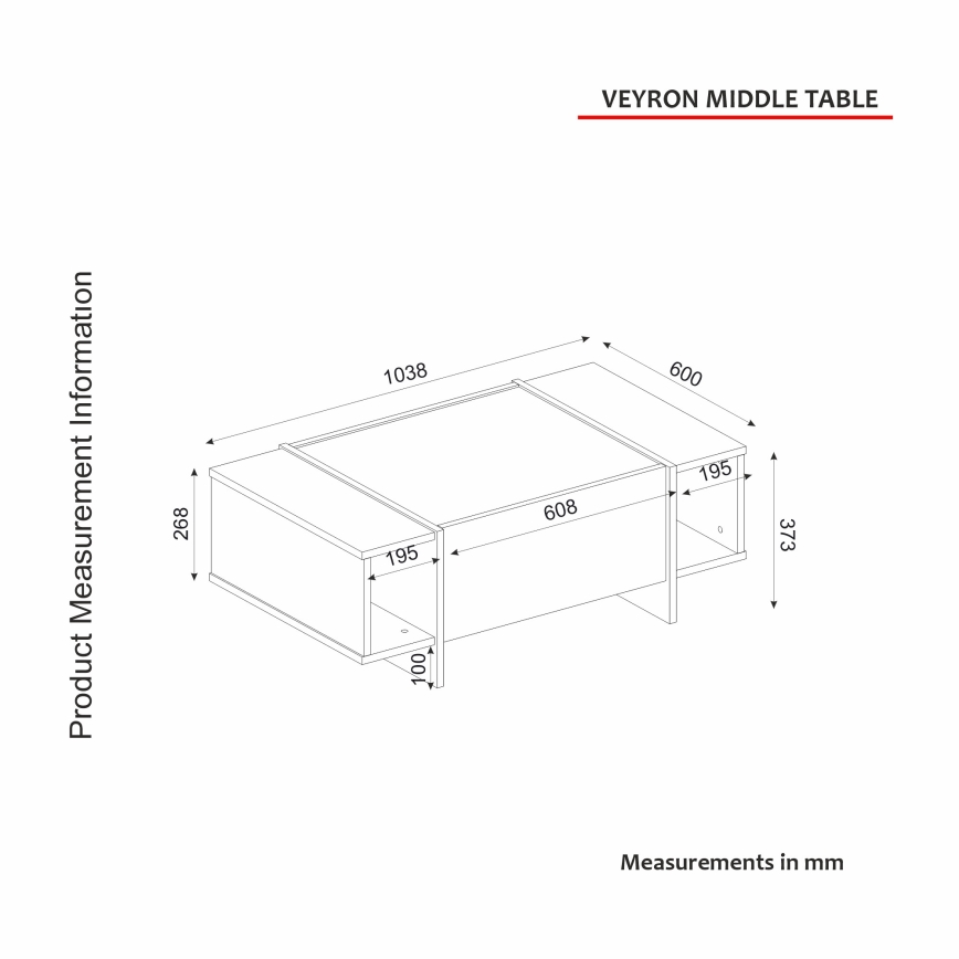 Coffee table VEYRON 37,3x103,8 cm black/gold