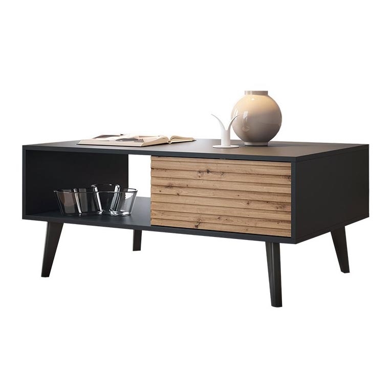 Coffee table WILLOW 46x104 cm black/oak artisan