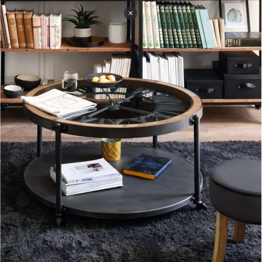 Coffee table with a clock CHRONO 89,5x47 cm 1xAA