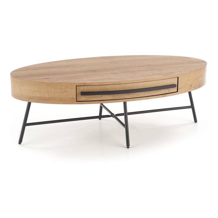 Coffee table with a drawer CAROLINA 41x120 cm golden oak/black