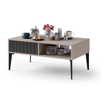 Coffee table with a drawer RONJA taupe/black