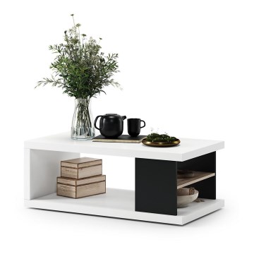 Coffee table with a shelf and storage space LORA white/black