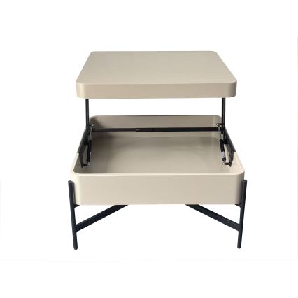 Coffee table with lift-top and shelf OASIS 75x75 cm cream/black