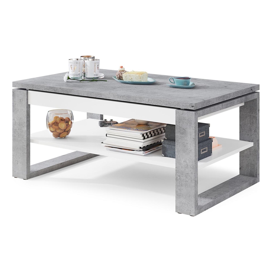 Coffee table with lifting top and shelf NEA grey/white