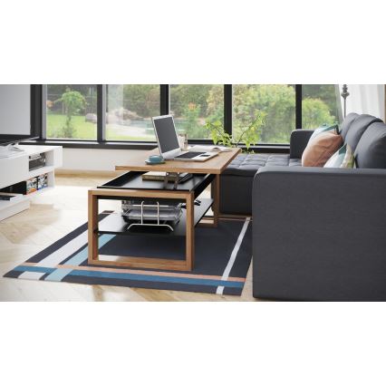 Coffee table with lifting top and shelf NEA oak/black