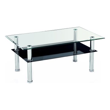 Coffee table YOLANDA 50x103 cm clear/shiny chrome
