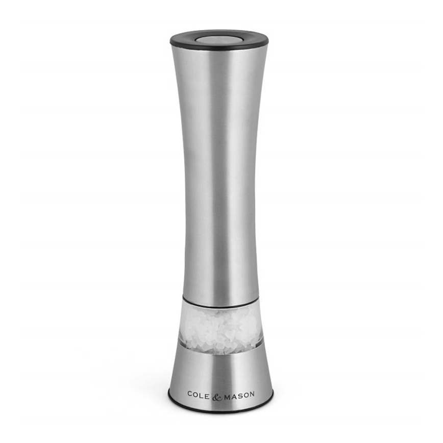 Cole&Mason - Electric salt or pepper grinder BURFORD 4xAAA 18 cm matte chrome