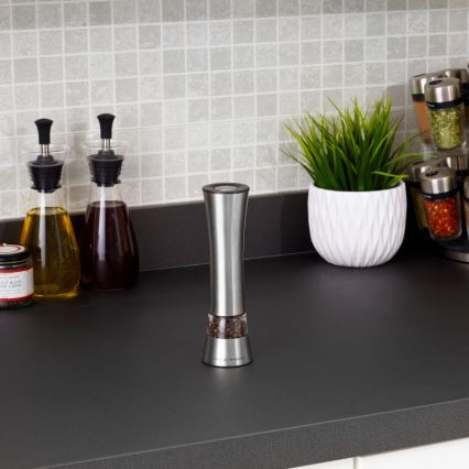 Cole&Mason - Electric salt or pepper grinder BURFORD 4xAAA 18 cm matte chrome