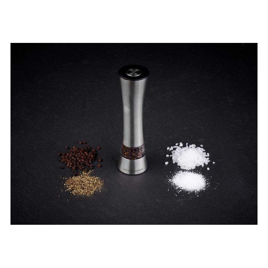 Cole&Mason - Electric salt or pepper grinder BURFORD 4xAAA 18 cm matte chrome