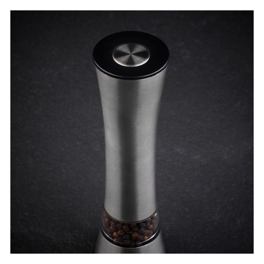 Cole&Mason - Electric salt or pepper grinder BURFORD 4xAAA 18 cm matte chrome