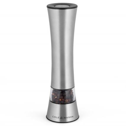 Cole&Mason - Electric salt or pepper grinder BURFORD 4xAAA 18 cm matte chrome