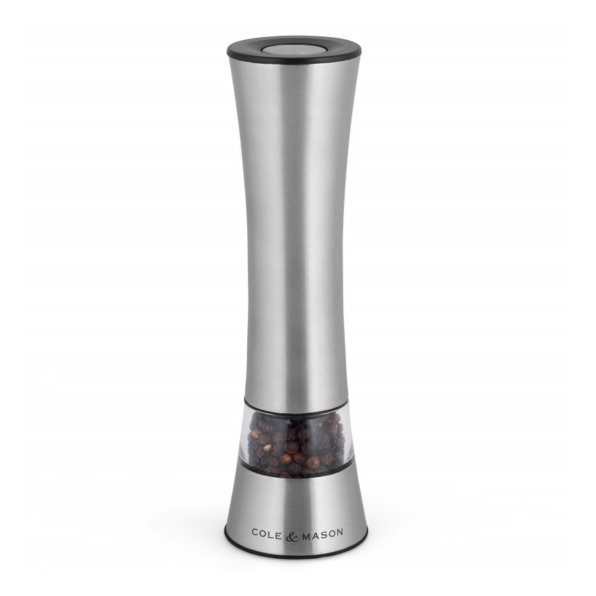 Cole&Mason - Electric salt or pepper grinder BURFORD 4xAAA 18 cm matte chrome