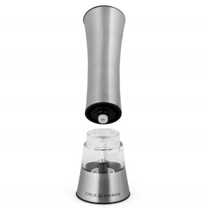 Cole&Mason - Electric salt or pepper grinder BURFORD 4xAAA 18 cm matte chrome