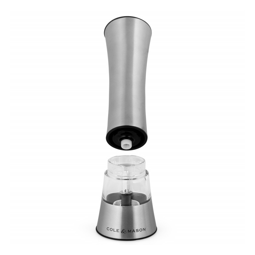 Cole&Mason - Electric salt or pepper grinder BURFORD 4xAAA 18 cm matte chrome