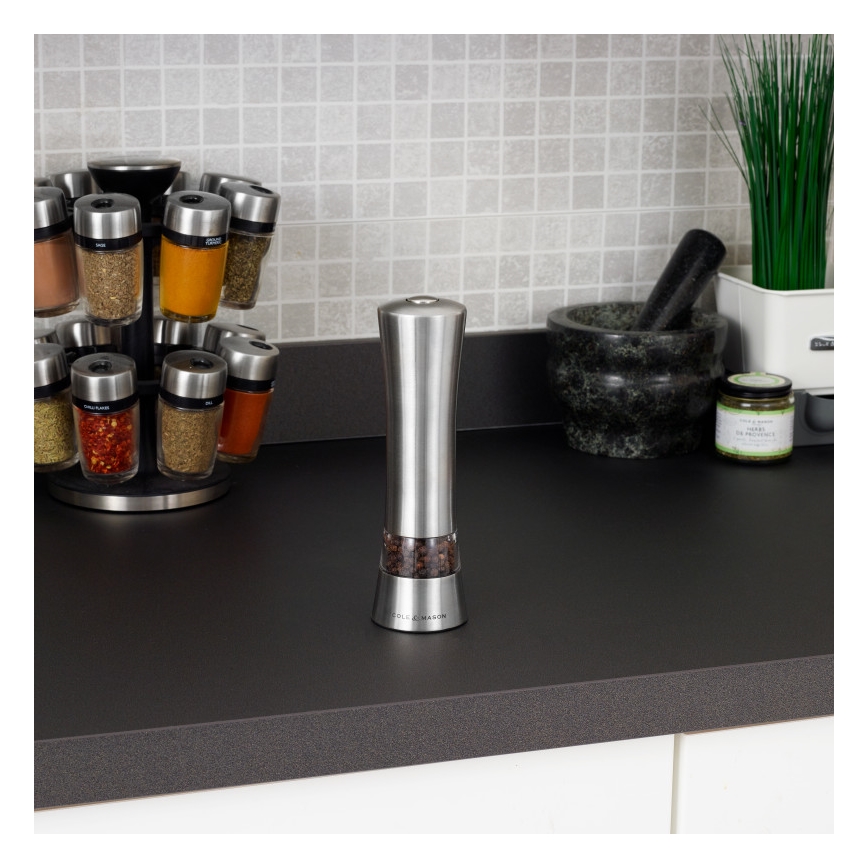 Cole&Mason - Electric grinder for salt or pepper WITNEY CLASSIC 6xAAA 20,6 cm