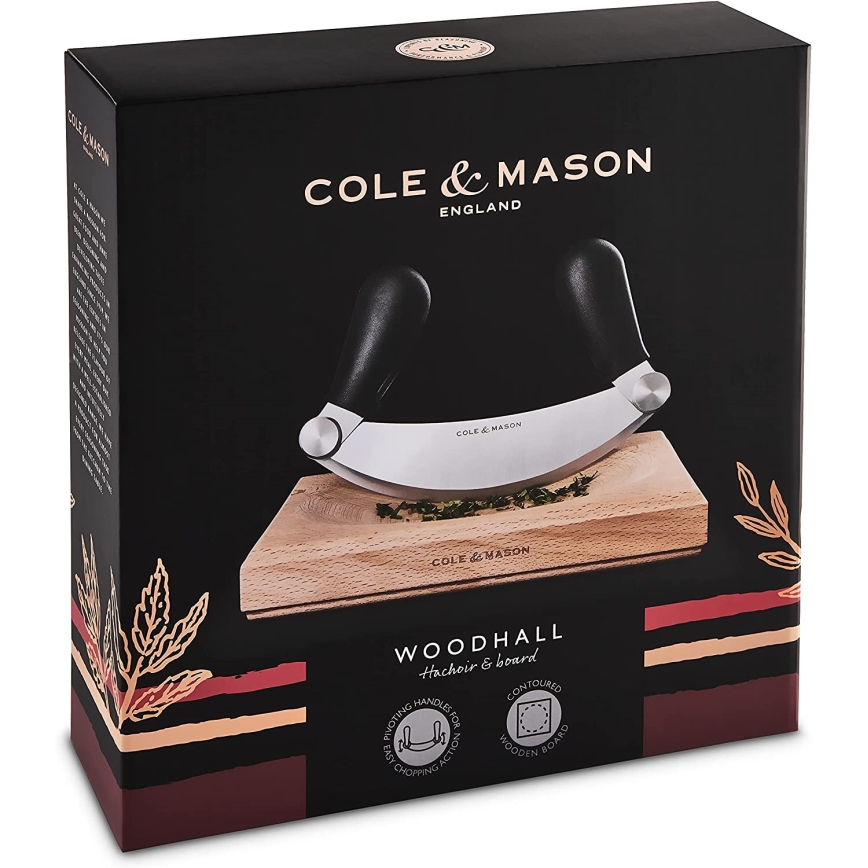 Cole&Mason - Kitchen cutting board and cradle knife 21,5x51,5 cm beech