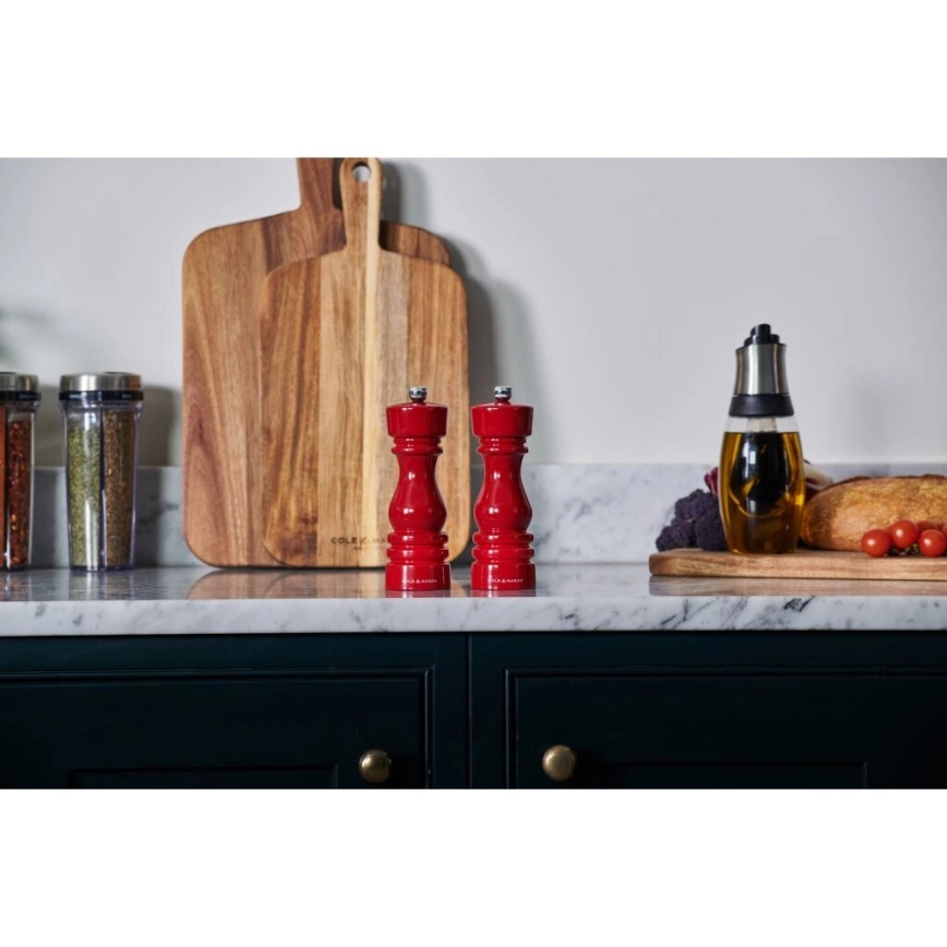 Cole&Mason - Pepper grinder LONDON 18 cm beech/red