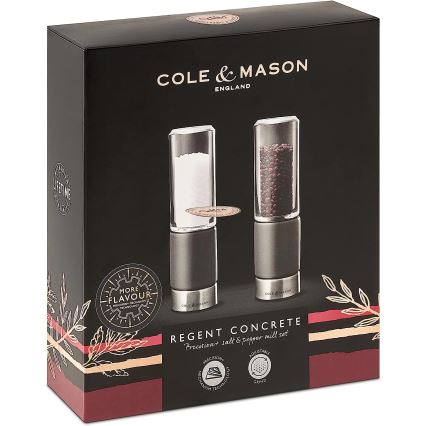 Cole&Mason - REGENT CONCRETE Salt & Pepper Mill Set, 2-piece, concrete, 18 cm