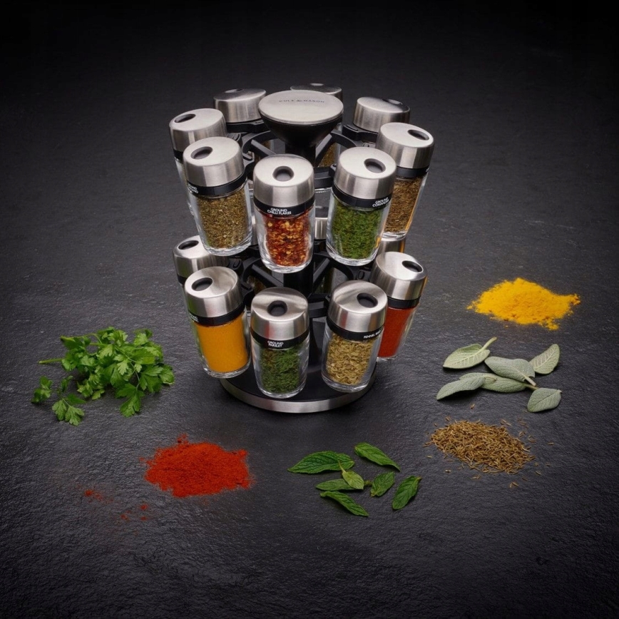 Cole&Mason - Rotating rack with spice jars MASTER 17 pcs