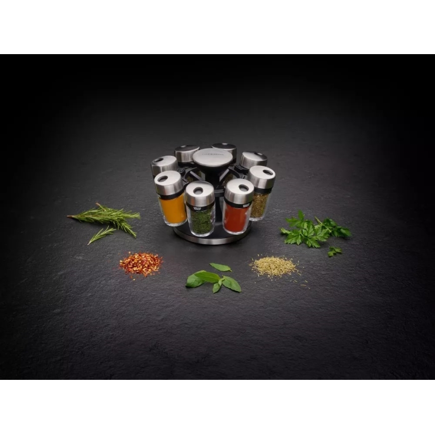 Cole&Mason - Rotating rack with spice jars MASTER 9 pcs