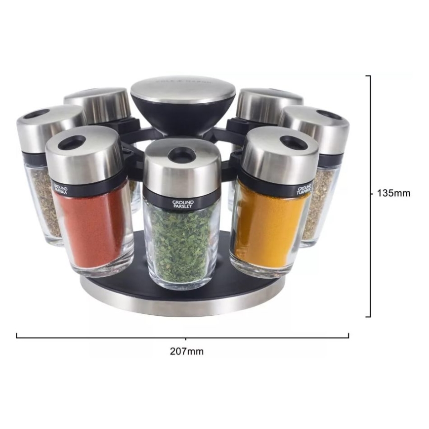 Cole&Mason - Rotating rack with spice jars MASTER 9 pcs