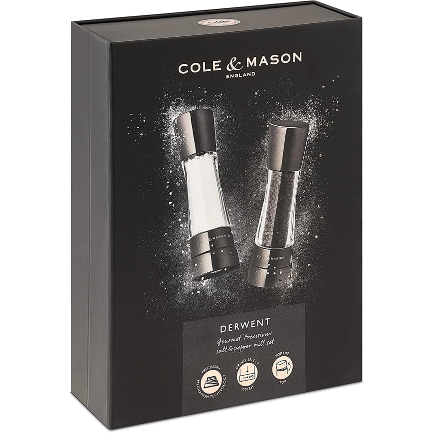 Cole&Mason - Set of salt and pepper grinders DERWENT 2 pcs 19 cm anthracite