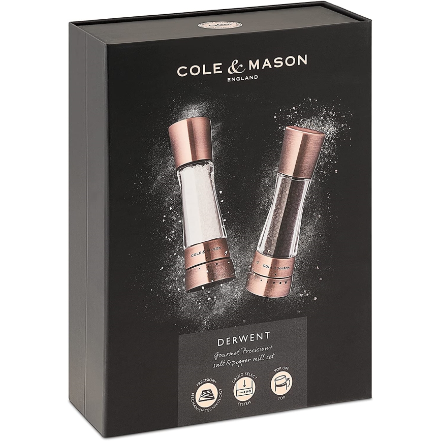 Cole&Mason - Set of salt and pepper grinders DERWENT 2 pcs 19 cm copper