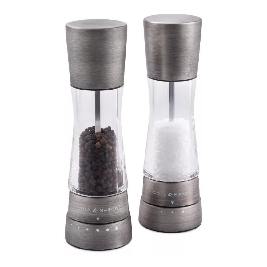 Cole&Mason - Set of salt and pepper grinders DERWENT 2 pcs 19 cm matte chrome