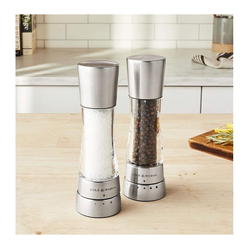 Cole&Mason - Set of salt and pepper grinders DERWENT 2 pcs 19 cm matte chrome