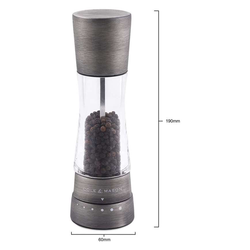 Cole&Mason - Set of salt and pepper grinders DERWENT 2 pcs 19 cm matte chrome