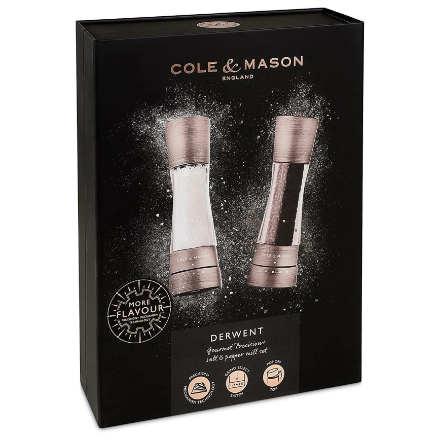 Cole&Mason - Set of salt and pepper grinders DERWENT 2 pcs 19 cm matte chrome