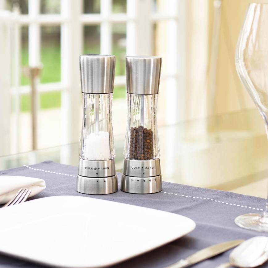 Cole&Mason - Set of salt and pepper grinders DERWENT 2 pcs 19 cm shiny chrome