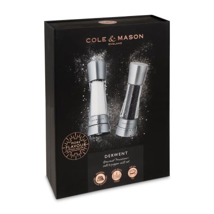 Cole&Mason - Set of salt and pepper grinders DERWENT 2 pcs 19 cm shiny chrome
