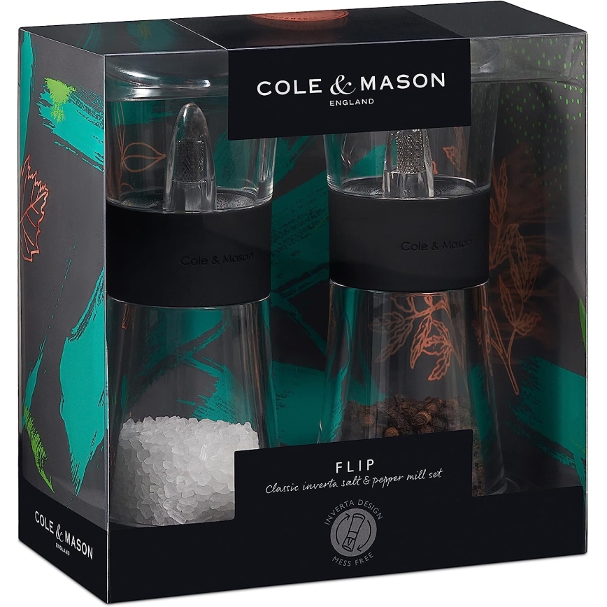 Cole&Mason - Set of salt and pepper grinders FLIP 2 pcs 15,4 cm black