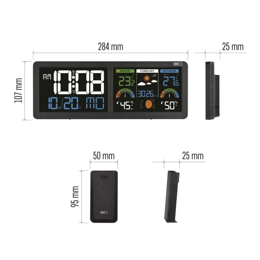 Color LCD Weather Station with Alarm 5V 3xAAA + 2xAA Black